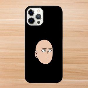 Funny Saitama Head on Black Anime iPhone Case